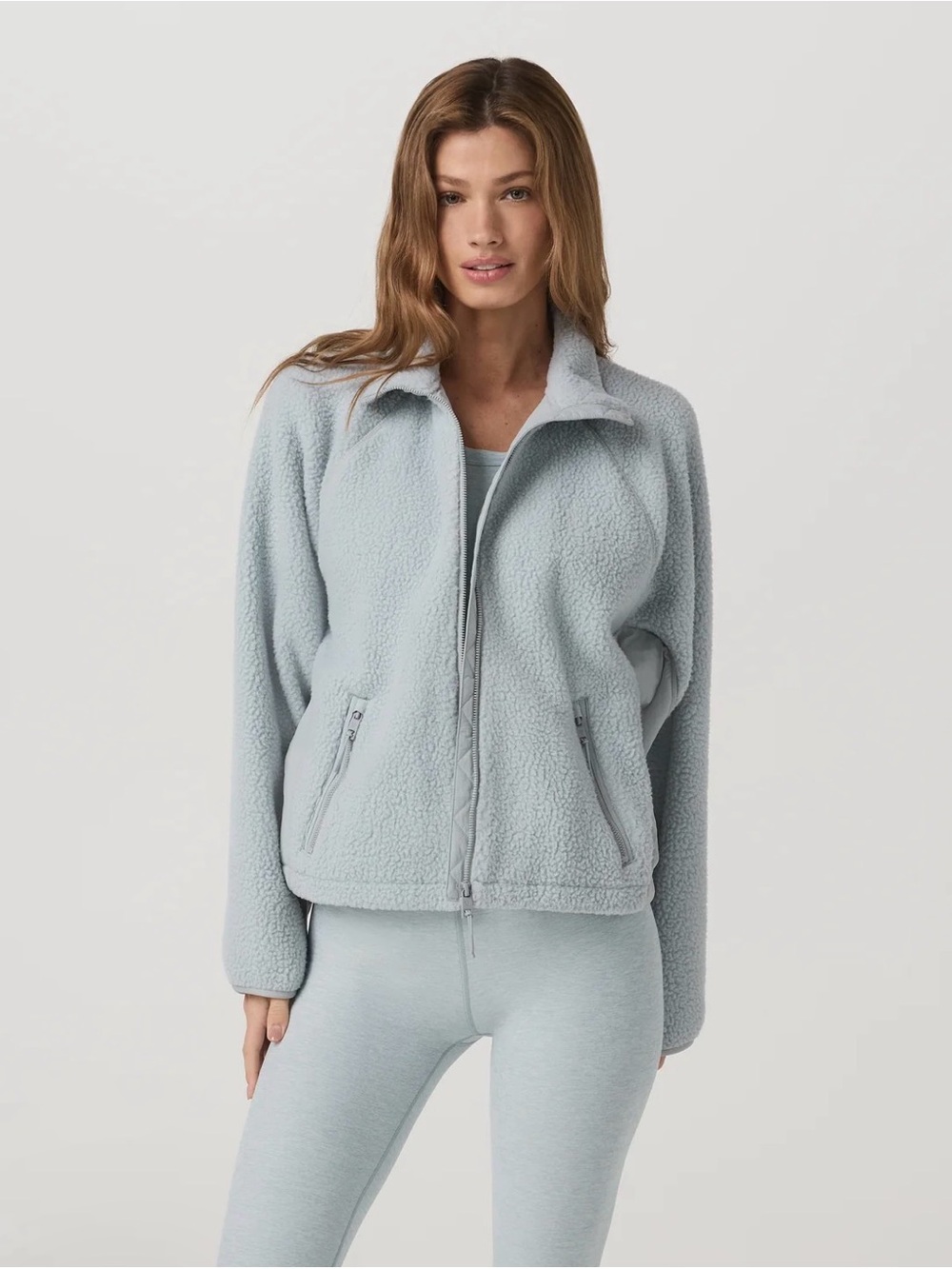 Vuori Light Blue Teddy Fleece Zip-Up Jacket